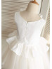 Ivory Cotton Champagne Tulle Peplum Flower Girl Dress